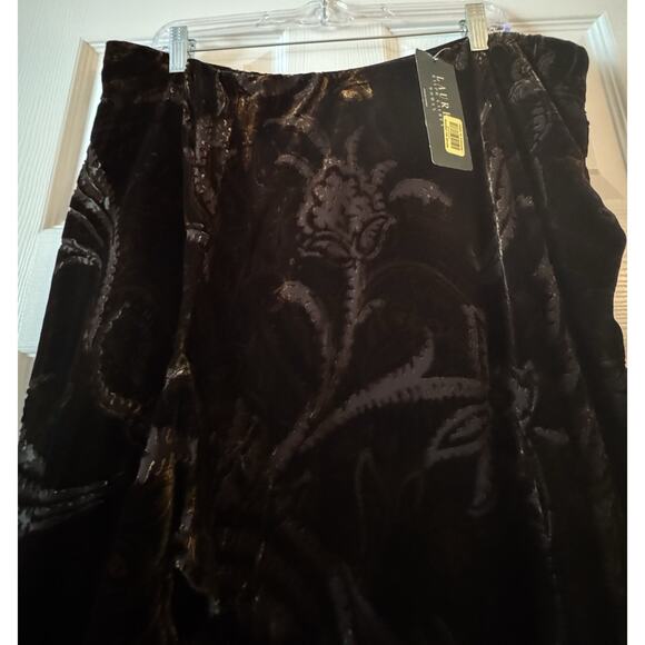 Lauren Ralph Lauren Skirt Womens Velvet Paisley Ruffle Silk Lined Boho 2X - Picture 5 of 8